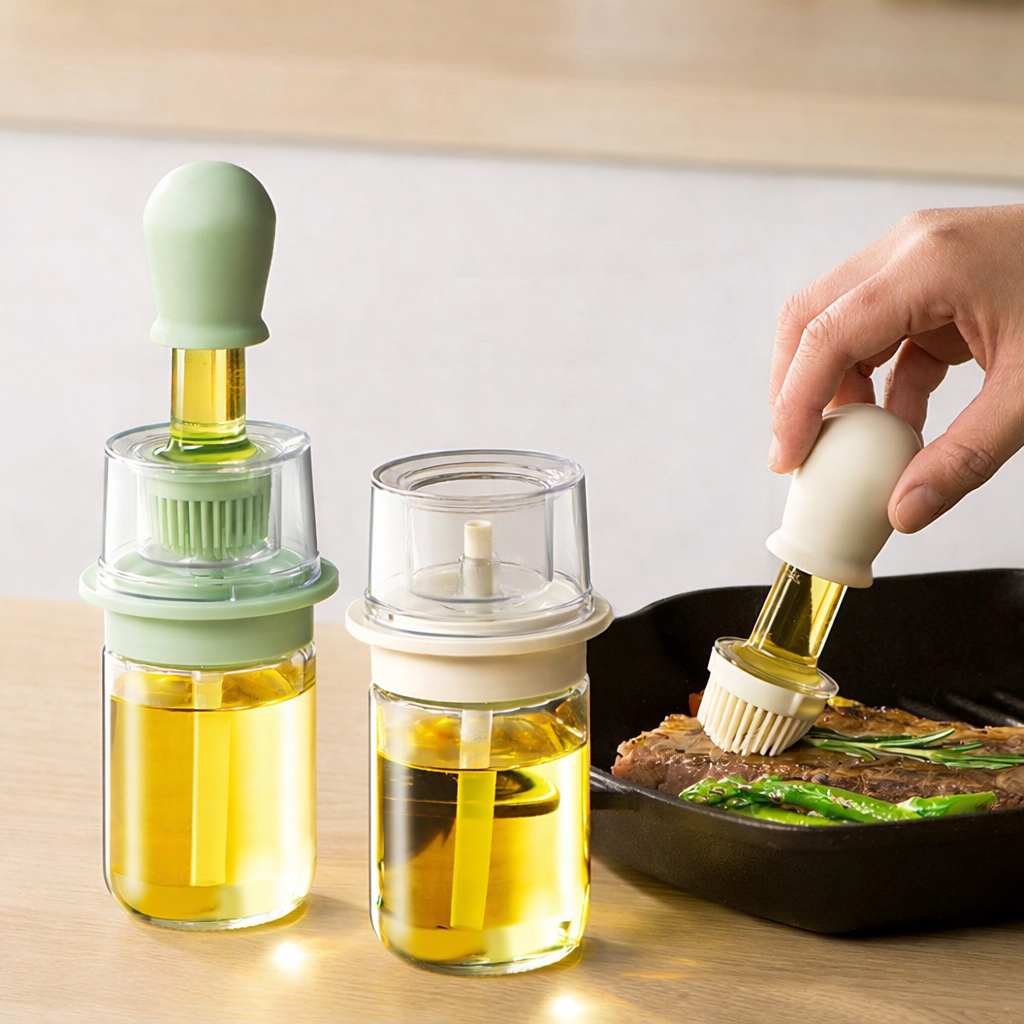 2-in-1 Glass Oil Dispenser & Silicone Brush